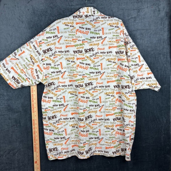 Tool Jeans New York Graffiti White and Orange Casual Button Down Shirt Men’s XXL - Picture 5 of 6